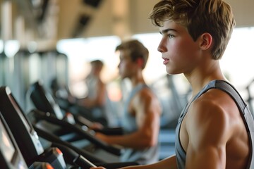 Focused Young Man Working Out at the Gym