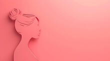 Woman Drawing With Copy Space On Pink Background - Mother's Day & Women's Day, MInimalist Design. AI Generated.Female Artist Drawing On Pink Background: Mother's Day & Women's Day Card.