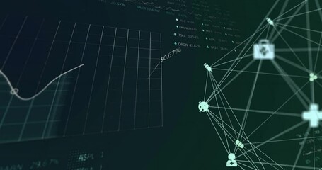 Poster - Animation of data processing and diagrams over media icons
