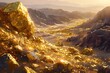 glimmering gold ore landscape bright golden 