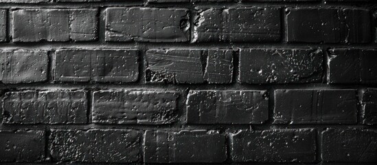 Poster - A black and white brick wall featuring a textured surface with varying shades of grey and dark patterns.