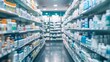 © Ziyan Yang - Pharmacy store drugs shelves, pharmacy business store, showcasing various types of prescription medications medical supplies, Shelves with Health Care Products, Concept of pharmacist, blurred image