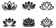 Set Of Lotus Flower Outline Vector Illustration On White Background