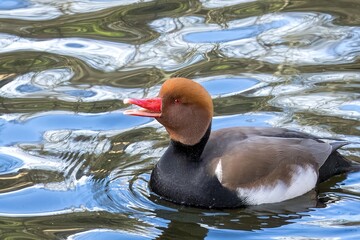 Pochard duck in a pond