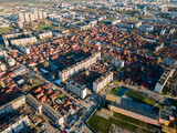 Fototapeta Miasto - Aerial Sunset view of City of Plovdiv, Bulgaria
