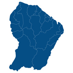  French Guiana map. Map of French Guiana in administrative provinces in blue color