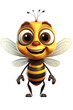Pszczółka z ogromnymi oczami i uśmiechem na twarzy, przedstawiona w postaci kreskówkowej
