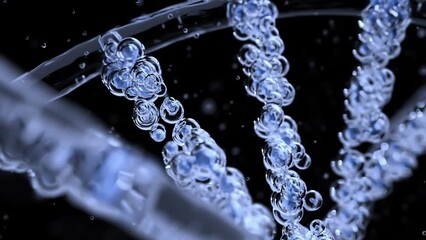 DNA double helix. Medical scientific concept. Black background and Green Screen. Can be used in background elements related to Medical scientific or Cosmetic industry.3D Render.	