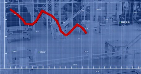 Canvas Print - Animation of financial data processing over empty office