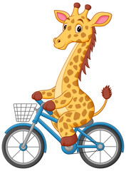 Wall Mural - Cute Giraffe Riding Bicycle Cartoon Vector Icon Illustration. Animal Sport Icon Concept Isolated Premium Vector