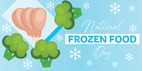 Wall Mural - Banner for National Frozen Food Day on blue background