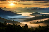 Fototapeta Na ścianę - Morning Glow on the Majestic Appalachian Mountains: Nature's Serene Beauty Captured
