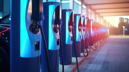 Row of charging station for electric vehicle