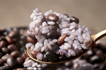 Canvas Print - Black bean rice in a cauldron	