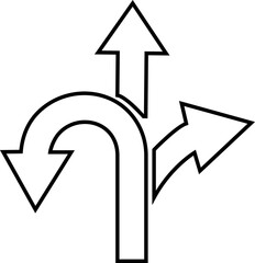 Poster - Road Traffic Direction Arrow way icon in line style editable stock. Choice, option, pathway, opportunity. GPS element symbol template for graphic and web design isolated on transparent background.