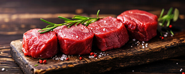 Wall Mural - Raw beef steak with seasonings