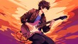 © Viriya_01k - rock guitarist with guitar anime style