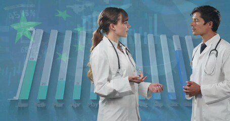 Poster - Animation of financial data processing diverse doctors