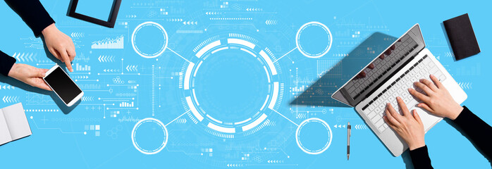 Poster - tech circle with two people working together