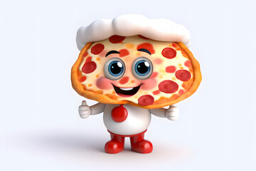 Poster - 3d pizza cute character cartoon