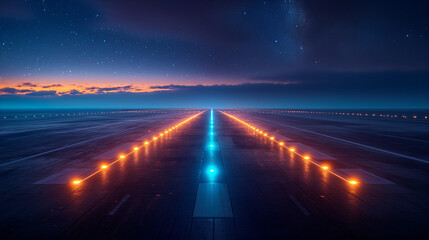 Wall Mural - airport runway in night.