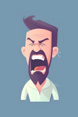 Wall Mural - Angry bearded man. Vector illustration in a flat cartoon style.