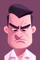 Wall Mural - Angry man in cartoon style. Vector illustration of a sad man.