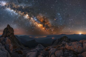 Wall Mural - exploring the vastness of space with a stunning galaxy and star-filled sky
