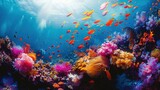 Fototapeta Do akwarium - Amazing coral reef and fish,Incredible and amazing coral reefs full of multi colored fish and sea creatures, like an underwate