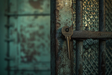 close up photo of prison cell door bokeh style background