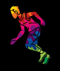 Wall Mural - A Man Running Action Speed Movement Marathon Runner Cartoon Sport Graphic Vector