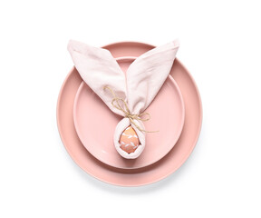 Poster - Beautiful table setting with Easter egg on white background