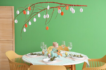 Sticker - Beautiful table setting for Easter celebration in dining room