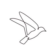 Poster - lines art pigeon fly icon logo vector