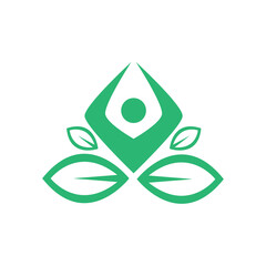 Poster - isolated women leaf yoga hand up logo design