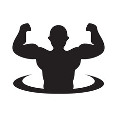 Canvas Print - strong man body builder fitness gym logo design