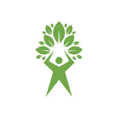 Wall Mural - leaf nature people health care logo design