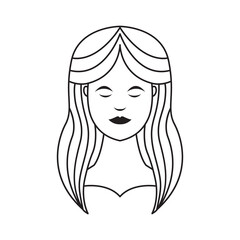 Poster - beauty women relax line art long hair logo design