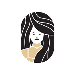 Wall Mural - beauty women long hair bold logo design