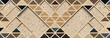 Traditional ceramic border design, marble background with square and rectangle shapes, sober beige and coffee-coloured mosaic chips
