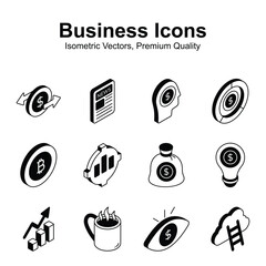 Canvas Print - Get this amazing business and finance icons set in trendy isometric style, ready to use in websites and mobile apps