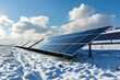 Photovoltaic solar panels in the field at sunny winter day