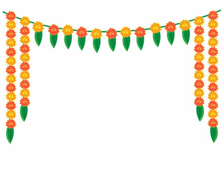 Flower garland decoration toran for indian hindu weddings and festival vector illustration.