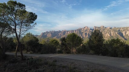 Wall Mural - View of the mountain of Montserrat from the air.