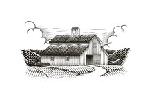 Hand Drawn Barn And Farm Vector Illustration