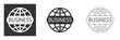 a dark-colored icon with an image of a globe on which the word Business is written.