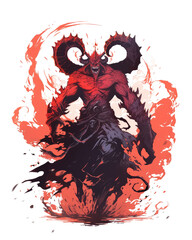 Wall Mural - scary monster god asmodeus character, with transparent background, PNG file, t-shirt design ready to print, Ai generated image