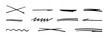 © Ann - Set of handmade lines, brush underlines lines, underscores. A hand-drawn collection of various shapes in the doodle style. Artistic lines of the inscription. Vector illustration  Isolated on white.