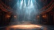An empty stage of the theater. Created with generative AI.