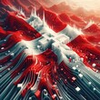 Switzerland flag in abstract 3d digital art form, generative AI